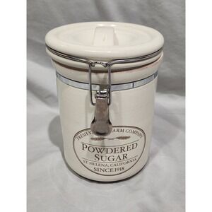 Chefs Fresh Valley Farm Powdered Sugar Canister Stoneware‎ Locking Lid St Helena